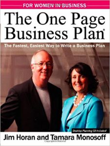 One page business plan
